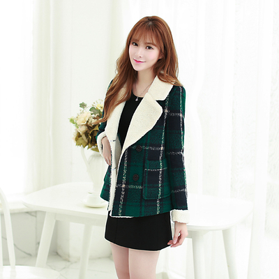 2015冬季新品韩版修身时尚潮流风加棉毛呢大衣外套羊绒大衣