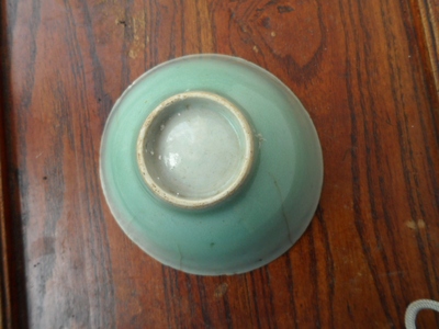 清代豆青釉小瓷碗 单色釉瓷器老瓷茶碗 豆绿瓷碗 老瓷器收藏