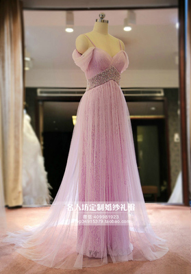 高级定制粉瓣 仙 经典款重磅蕾丝齐地小拖尾韩式抹胸红色婚纱礼服
