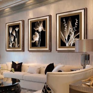客厅现代装饰画壁画卧室欧式挂画沙发背景墙画抽象有框画金色年华
