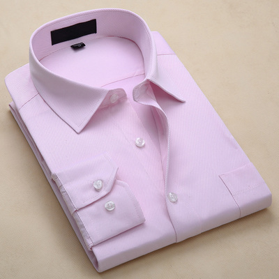 YBOWZ新款新郎结婚粉色暗纹衬衫男士长袖衬衫商务休闲修身男衬衣
