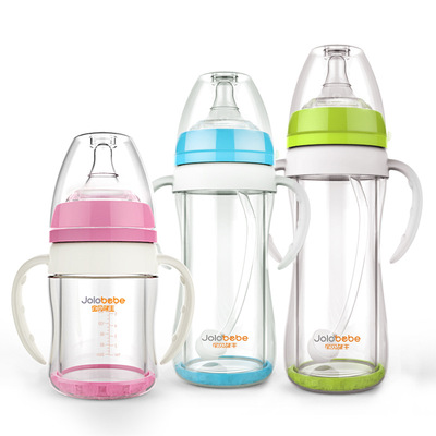 新生儿玻璃防胀气奶瓶保温防摔婴儿玻璃宝宝双层奶瓶宽口径100ML