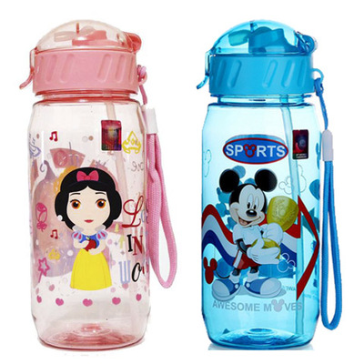 【天天特价】迪士尼儿童喝水杯子带吸管 小孩喝水瓶手提防漏