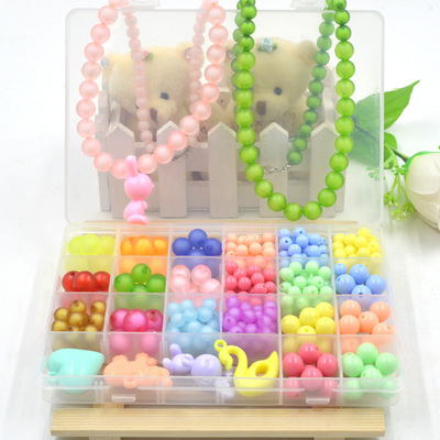 儿童DIY串珠玩具编织手链早教彩色手工散珠益智玩具15格24格
