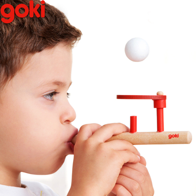 德国传统木玩品牌-goki 吹吹乐 悬浮吹球器 亲子游戏玩具