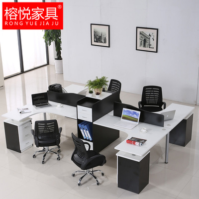 榕悦家具简约现代四人组合办公桌时尚电脑桌职员工位屏风卡位隔断