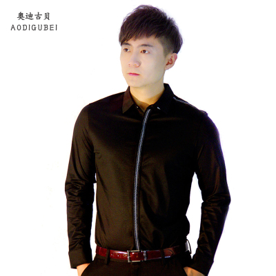 【天天特价】奥迪古贝时尚男士优质衬衫男装修身2015新款