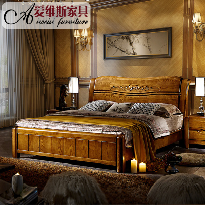 爱维斯 实木床 水曲柳实木床 双人床 简约现代中式床 厚重版婚床