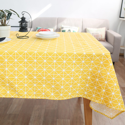 欧式桌布布艺黄色格子长方形茶几现代简约家居布艺棉麻台布盖布