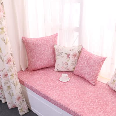 美式乡村飘窗垫夏款订做 粉色窗台垫榻榻米垫子防滑可定制