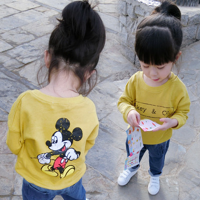 童装2016秋季新款女童黄色卫衣韩版儿童长袖T恤打底衫宝宝上衣