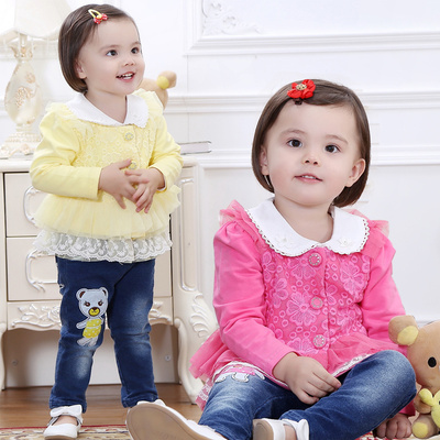 女童秋装2015新款韩版公主外出服女宝宝衣服1-2-3-4-5岁三件套装