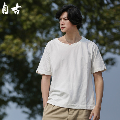 自古2016夏装新款中国风男装棉圆领宽松短袖T恤薄款SZ512014曦