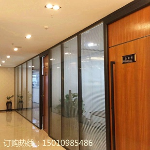 办公室隔断墙双玻百叶隔断铝镁合金高隔间单双层钢化玻璃高隔断