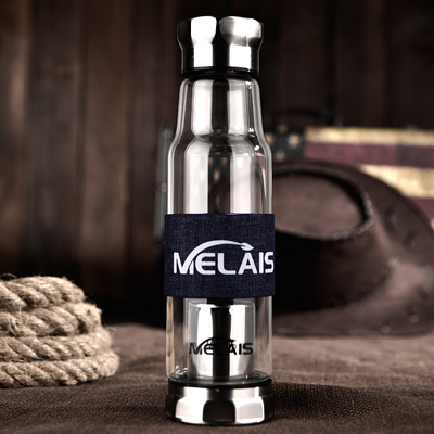 Melais玻璃杯便携学生水瓶创意带盖水杯夏天茶杯过滤网杯子车载大