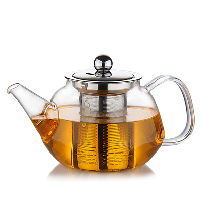 老客特价耐热玻璃茶壶加厚泡茶壶套装不锈钢过滤透明茶具大容量1L
