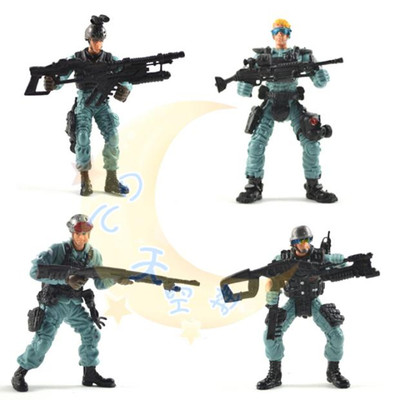 美国兵人警察玩具战争儿童静态模型  特种部队大兵人关节可动枪支