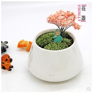 陶瓷花盆 创意花盆白色多肉植物花盆现代简约特大小种花盆火山口