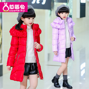 儿童棉衣外套女童棉袄童装中长款韩版中大童棉服2016冬季新款