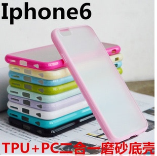 新款苹果4/5S定制图片iphone6手机保护套PC+TPU 糖果色磨砂保护壳