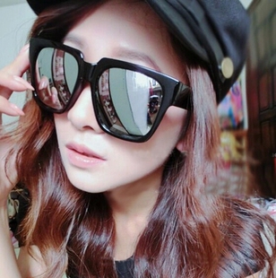 新款韩版复古眼镜男女潮超大黑方框显瘦太阳镜遮阳镜水银反光墨镜