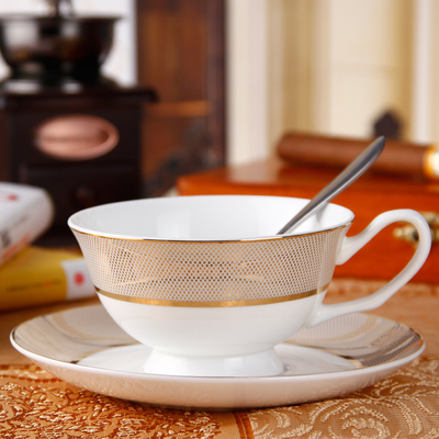 威德欧式咖啡杯 创意陶瓷 金箔英式茶具骨瓷杯碟勺一杯一碟