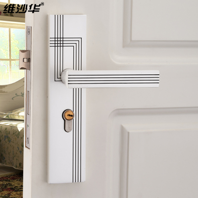 维沙华简欧现代欧式门锁中式把手室内门锁卧室房门锁象牙白珍珠白