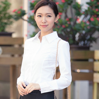 2016秋装新款韩版修身白衬衫女长袖打底衫学生上衣职业正装工作服
