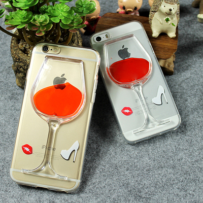 创意支架高脚红酒杯iPhone6/6S手机壳6plus透明手机苹果5S手机套
