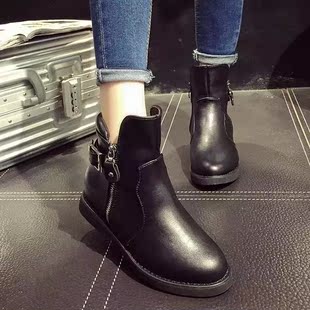 2015秋季新款圆头复古套脚短筒短靴及踝靴平底平跟单靴韩版女鞋