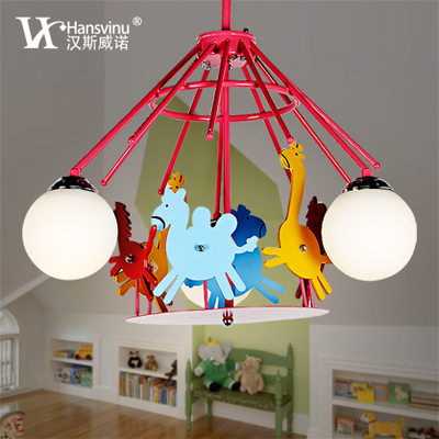 汉斯威诺创意儿童吊灯 儿童房灯具宝宝卧室灯 电动驱动木马可旋转