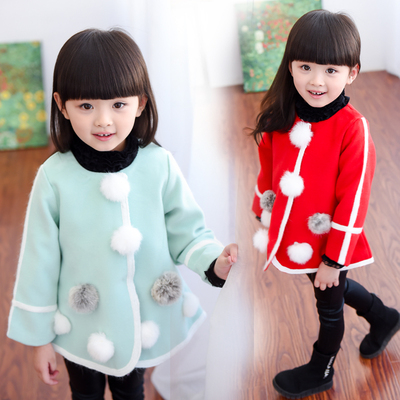 女宝宝秋装3-4-5-6岁韩版女孩春中长款毛呢大衣冬季儿童上衣外套