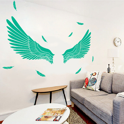 欧美儿童房墙贴个性翅膀卧室床头客厅沙发背景墙壁自粘墙面贴纸