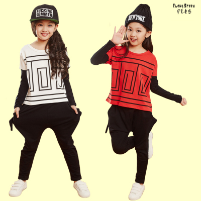 女童套装2015童装秋季新款儿童长袖运动服中大童舞蹈韩版两件套装