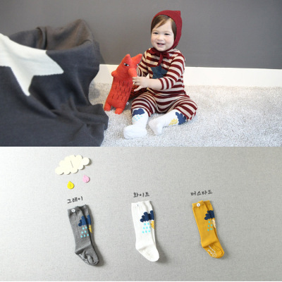 0-3岁韩国闪电云朵儿童袜精梳棉袜宝宝中筒袜男女婴童纯棉袜子