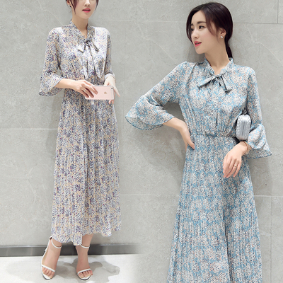 2016年夏季圆领短袖修身印花韩版修身连衣裙