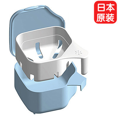 日本进口假牙盒义齿保持器牙套收纳清洗沥水储牙盒洗假牙杯带滤网
