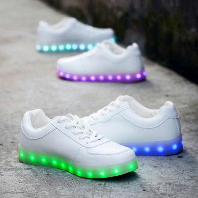鞋底会发光的夜光鞋 USB充电鞋男女情侣发光鞋LED荧光鞋 男鞋新款
