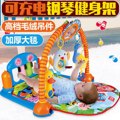 婴儿健身架宝宝0-1岁脚踏钢琴带音乐游戏毯3-6-12个月新生儿玩具