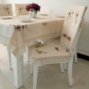 田园桌布布艺餐桌布椅套椅垫坐垫圆桌台布茶几布蕾丝餐椅子套套装
