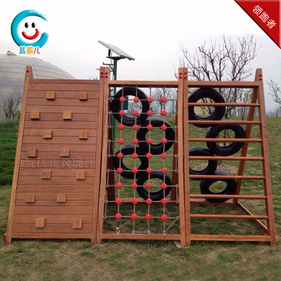 进口木制攀爬组合玩具/爬墙轮胎爬网游乐设施/户外体能训练攀爬架