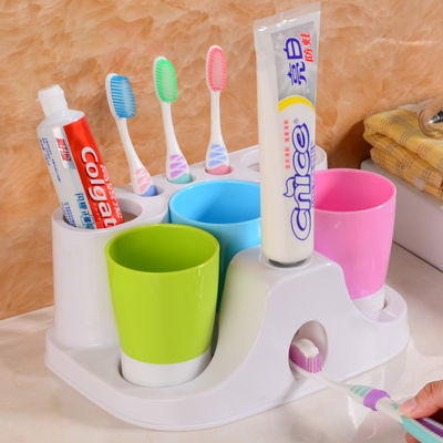 牙刷架 洗漱套装 挤牙膏器 漱口杯 漱口杯架 创意家居 创意牙刷架
