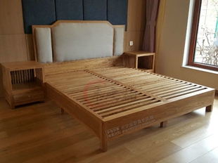 新中式全实木双人床老榆木新古典禅意卧室免漆家具简约现代实木床