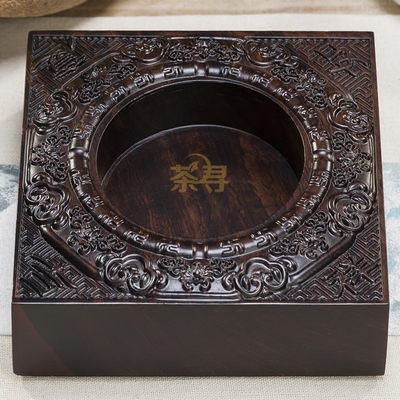 茶寻 创意 中式黑檀木烟灰缸客厅红木雕刻烟缸方形实木烟灰缸