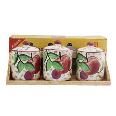 唐宗筷陶瓷调味罐调料瓶三件套装厨房家用盐罐糖罐创意调味盒送勺