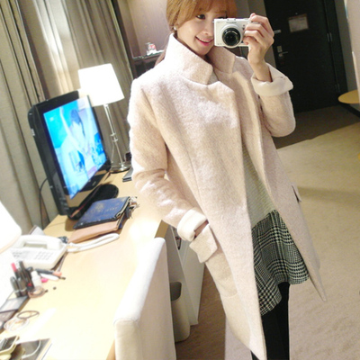 2015秋冬新款时尚立领尼子大衣中长款修身显瘦女装上衣外套