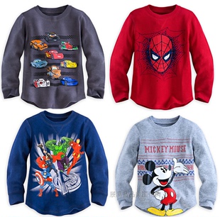 现货Disney/迪士尼 美国代购 童装男童 蜘蛛侠汽车总动员T恤