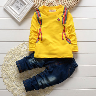 2015秋装童装宝宝男女童长袖套装1-2-3岁小童男孩纯棉秋款两件套