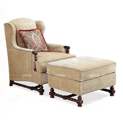 欧式现代简约沙发椅 布艺沙发休闲椅 美式乡村客厅田园沙发
