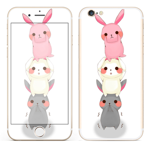 兔子苹果4 4s全身贴纸 iPhone5 5s 5c卡通彩膜 6s 6plus手机膜